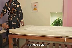 After a sexual massage a brunette man with a big black cock seduces me to fuck my tight pussy full of oil - Marianasandoval & Boris Jackson