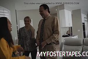 Asian foster candidate Aria Skye rides and licks with Misha Mynx husband in hidden sex tape