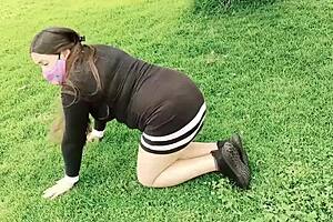 Hey this colombian latina milf cuñada puta exhibicionista takes me to park for creampie 3some