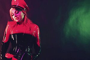 latex milf with big ass and natural tits in shiny fetish and gloves teasing arya grander for kinky seduce