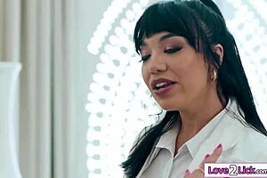 busty latina milf is licking and fingering her friend's wet pussy in the hospital room