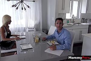 Does Stepmom Give Stepson Blowjob Next to Busy Step Dad?