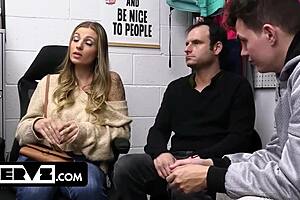 kenzie love hints at her big tits getting a sticky surprise while hubby and stepson watch nearby