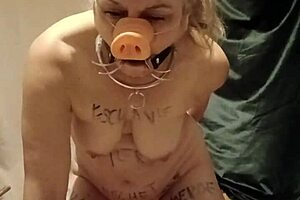 french amateur maid endures maledom humiliation with bondage handcuffs vibrator and outdoor public sodomy in bdsm slave role