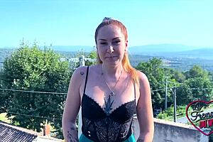 Lyia, the tattooed French amateur with small waist, indulges as a true cock enthusiast in MMF threesome.