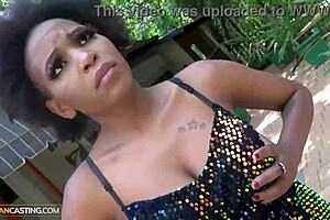 Ebony milf's big natural tits banged hardcore in amateur couch casting!