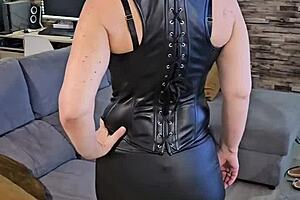 mature woman in leather lingerie teases in homemade compilation 😉