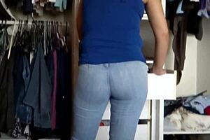 Hey, watch this beautiful latina stepmom flash her big ass while moaning for anal