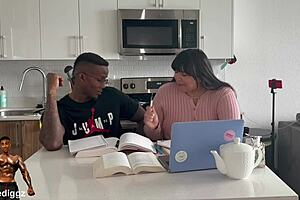 latina bbw takes that big black cock deep in wet pussy for being such a helpful study buddy