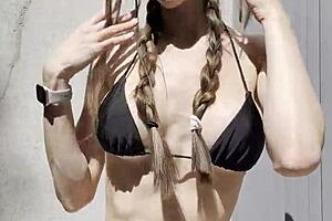 BIKINI CLOSE UP ORGASM With PLAITS OIL VIBRATOR!