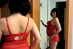 Milf Teases Hairy Pussy to Orgasm with Dildo in Mirror Reflection