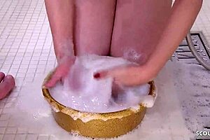 uncensored japanese massage parlour ffm 3some fuck for client by two twin girls in japan with soap