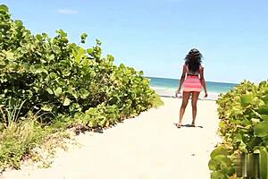 Big ass beautiful ebony takes monster dick on public beach