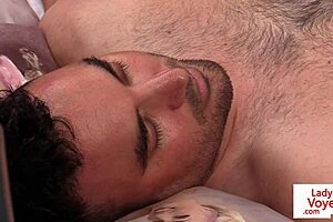 Busty domina milf takes charge in this European voyeur scene, instructing her sub to jerk off with toys while delivering British humiliation and femdom commands