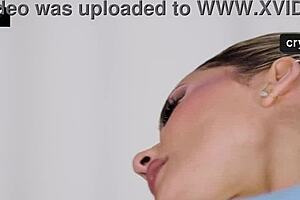 Horny latina milf needs big cock in her tight pussy for intense orgasm. Blonde babe moans as monster dick pounds her big ass on bed.