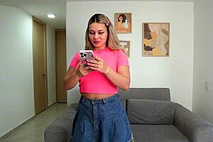 Watching a horror movie turns into intense sex for the horny milf. She rides hard in cowgirl and missionary positions.