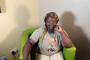 Hey, check out African BBW Melanie Joy in her casting interview with solo fingering 😏