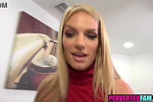 Hot Blonde Step Mom Rides Cock to Deflower Virgin Step Son in Cowgirl