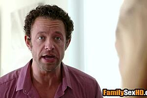 Stepdaughter fucks step daddy hard in front of stepmom during threesome