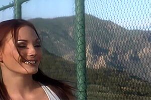 Brunette Venus Gets Anal Fingering and Licking Outdoors with Cum on Ass in Fishnets and Heels