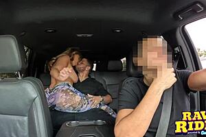 Pawg aussie milf takes a hard fuck in the back seat during ride share and hits squirting orgasm