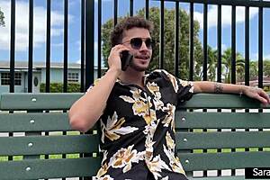 Some dude fucks busty curly milf with big tits and ass in quickie creampie action.