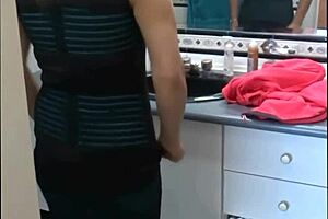 spying on my latina stepmom in the bathroom as she preps for sex in this awesome compilation 😏