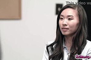 Co-workers Lilly Bell, Kimmy Kim, and April Olsen join lady boss Vicki Chase for a steamy 4some to boost their annual performance reviews.