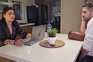 Madrastra BBW Colombian Receives First Double Penetration from Small Hijastros with Big Natural Tits and Curvy Ass