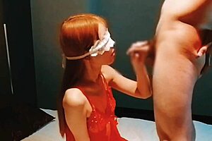 Man, check this out, my busty stepsister in red sexy lingerie gave a blowjob and squeezed out all my cum in homemade amateur action!