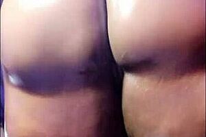 Ebony Ssbbw Using Dildo for Squirting Action on Table in Close-Up Preview