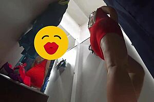 hidden cam spies on curvy milf with big butt in fitting room no panties