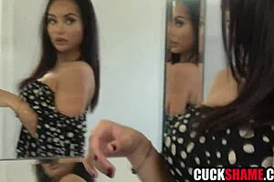 hey, why is your cheating wife letting that big cock lover lick her pussy while you spy like a cuckold husband?