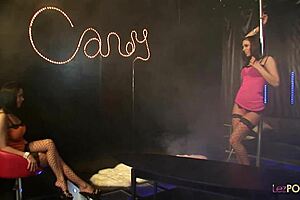 Hey, watch this brunette lesbian hit the strip club for a wild show and then dive into hot sex with toys and licking 😈🔥