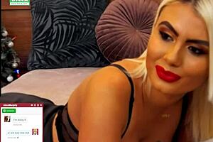 Blonde whore moans for pennies on webcam with shaved pussy solo