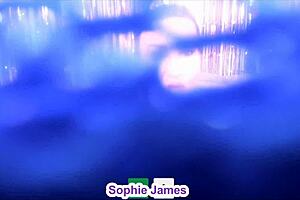 sophie james acts as slutty secretary masturbating with dildo in big ass and shaved pussy on webcam