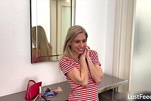 Petite blondie nesty says she fucks and sucks in her hotel room with natural tits and tight pussy