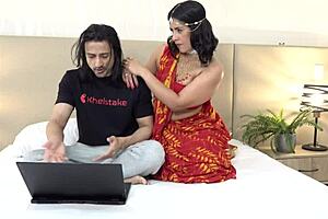 huge ass desi bhabhi takes hard anal from devar in her pussy too 😈 rough interracial pounding with monster cock deepthroat