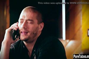 Hot teen 18+ lost her virginity with a guy and her stepsis in group blowjob session