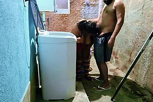 Stepdad Fucks Stepdaughter in Backyard and Cums Twice in Mouth