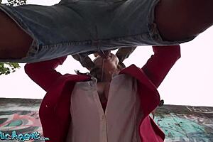 I am public agent polish milf boss who wants big dick public pov caught giving sloppy blowjob outdoors