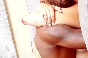 busty blonde pawg rides monster black cock barefoot!