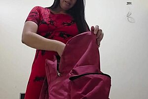 Tight pussy stepmom uses new dildo for solo masturbation after gym workout in homemade video