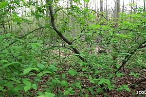 german curvy wife in leggings risks public blowjob to stranger jogger swallows deepthroat cum