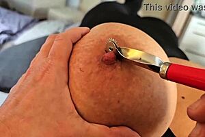 Aqua Pola fingers pierced nipples clit in nylon outfit pussy play