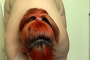 chubby milf shakes fat ass masturbates hairy holes with toy