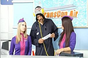 flight attendants sunny lane and eva angelina get rough 3some doggystyle with eric swiss big tits bouncing