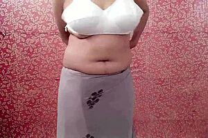 step aunt grabs step nephew's big cock while he hooks her bra in dirty talk quickie