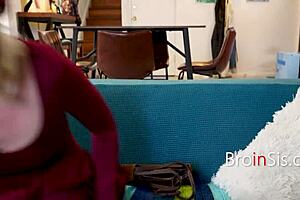 naughty teen step sis gets pounded right under stepmom's nose