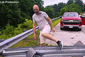 busty exhibitionist woman spotted flashing and fucked hard on abandoned bridge pov